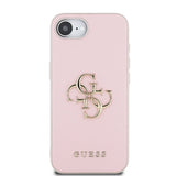 Guess PU Grained 4G Metal Logo Case for iPhone 16e Pink - GUHCPSE4PGT4MBP