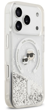 Karl Lagerfeld Liquid Glitter Karl & Choupette Heads Case with MagSafe for iPhone 17/18 Pro 6.3" Clear - KLHMP18LLGKCSGH