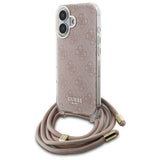 Guess 4G Crossbody Cord Print Case for iPhone 16 6.1" Pink - GUHCP16SHC4SEP