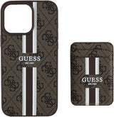 Guess 4G Stripes Case with MagSafe Wallet for iPhone 16 Pro Max 6.9" Brown - GUBPHCP16XP4RPSW