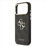 Guess PU Leather 4G Big Logo Gold Frame Case for iPhone 17 Pro Max 6.9" Black - GUHCP17X4GMGCGR