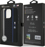BMW M Series Silicone Hexagon Blue Line Case with MagSafe for iPhone 16 Pro 6.3" Black - BMHMP16L23SHEB