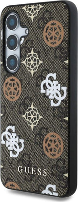 Guess 4G Printed Coloured Peony Pattern Case with MagSafe for Samsung Galaxy S25 6.2" Brown - GUHMS25SP4PWPW