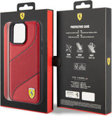 Ferrari Hard Case Perforated Waves Metal Logo for iphone 15 Pro Max 6.7" Red - FEHCP15XPWAR