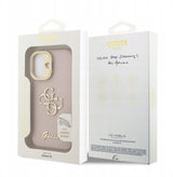 Guess PU Grained 4G Logo Stand Camera Frame Case for iPhone 16 6.1" Pink - GUHCP16SPCS4GSP