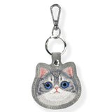 Nimmy Big Eye Cute Pet Silver Shaded Cat Face Airtag Keychain Grey - N-XDY-YSK-023
