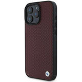 BMW Sign Leather Diamond Metal Logo Case with MagSafe for iPhone 16 Pro Max 6.9" Red - BMHMP16X23RDDR