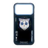 Nimmy Glass Cool Cat Face Case with Detachable MagSafe Grip Stand for iPhone 17 Pro 6.3" Black Blue - N-YJKM-CXZJ-IP17-PRO-03