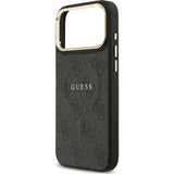 Guess PU Leather 4G Gold Frame Case with MagSafe for iPhone 17 Pro Max 6.9" Black -GUHMP17XP4MSEGCK