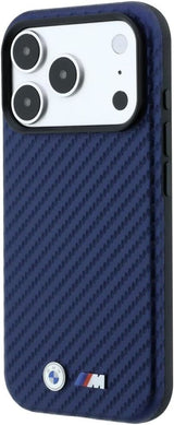 BMW M Carbon Metal Logo Case with MagSafe for iPhone 17/18 Pro Max 6.9" Navy Blue - BMHMP18X26SWPCILV