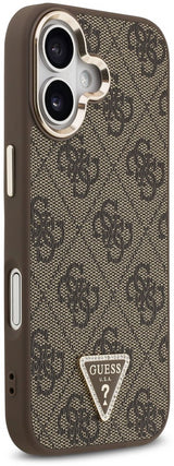 Guess PU Leather 4G Triangle Logo Gold Frame Case with MagSafe for iPhone 17 6.3" Brown - GUHMP17SP4GTDGMW