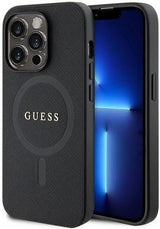 Guess Saffiano Hard Case with MagSafe for iphone 15 Pro 6.1" Black - GUHMP15LPSAHMCK