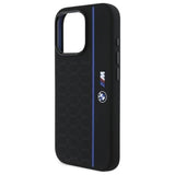 BMW Silicone Hexagon Blue Line Case with MagSafe for iPhone 16 Pro Max 6.9" Black - BMHMP16X23SHEB