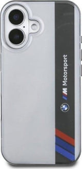 BMW Motorsport IML Vertical Stripe Case for iPhone 16 6.1" Grey - BMHCP16S23HTFEG