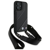 BMW M Series Carbon Stripe & Strap Case for iPhone 16 6.1" Black - BMHCP16S23PSCCK