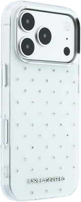 Karl Lagerfeld IML Rhinestones Allover and Electroplated Logo Case for iPhone 17/18 Pro 6.3" White - KLHCP18L6HCRDKLH