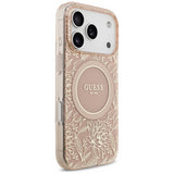 Guess IML Flowers Electro Pearl Strap MagSafe Case for iPhone 17 Pro 6.3" Pink - GUHMP17LHCPOFPP