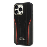Audi Genuine Leather Hardcase with MagSafe for iPhone 16 Pro Max 6.9" Black/Red - AU-TPUPCMIP16PM-R8/D3-RD