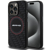Mercedes AMG Carbon Pattern Liquid Silicone Case with MagSafe for iphone 15 Pro 6.1" Black - AMHMP15L23SMRK