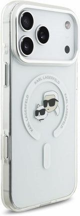 Karl Lagerfeld IML Karl & Choupette Head Metal Frame Case with MagSafe for iPhone 17/18 Pro Max 6.9" Clear - KLHMP18XHLSKCH