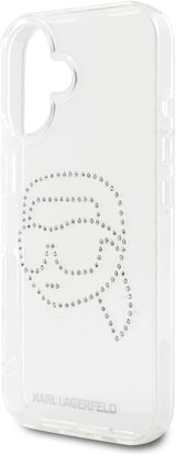 Karl Lagerfeld IML Rhinestones Karl Head Case for iPhone 16 6.1" Clear - KLHCP16SHKHDCELT