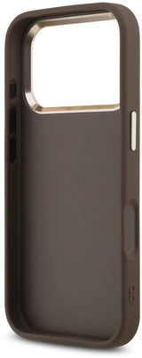Guess PU Leather 4G Big Logo Gold Frame Case for iPhone 17 Pro Max 6.9" Brown - GUHCP17X4GMGCBR