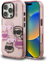 Karl Lagerfeld IML Multi Karl & Choupette Head Pattern Case for iPhone 16 Pro Max 6.9" Pink - KLHCP16XHMCHKCP