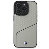 BMW Sign Leather Textured and Line Case with MagSafe for iPhone 16 Pro 6.3" Grey - BMHMP16L23RDCLG