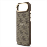 Guess PU Leather 4G Gold Frame Case with MagSafe for iPhone 17 Air 6.5" Brown - GUHMP17MP4MSEGCW