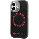Audi RSQ Carbon Fiber Sports Red Circle Hardcase with MagSafe for iPhone 17 6.3" Black/Red - AUS-TPUPCMIP17-RSQ/D5-BK