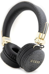 Guess 4G PU Leather with Metal Logo Wireless Headphones Black - GUBH704GEMK