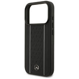 Mercedes Leather Star Pattern Stripes Case with MagSafe for iPhone 17 Pro 6.3" Black - MEHMP17L25RPSLKH