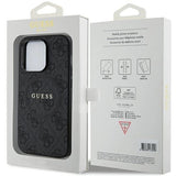 Guess 4G Collection Leather Metal Logo with MagSafe Hard Case for iphone 15 Pro 6.1" Black - GUHMP15LG4GFRK