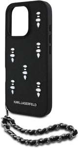 Karl Lagerfeld Saffiano Crystals with Chain Case for iPhone 16 Pro Max 6.9" Black - KLHCP16XPSADJSK
