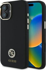 Guess 4G Logo Strass Silicone Case for iPhone 16 6.1" Black - GUHCP16SM4DGPK