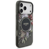 Guess IML Flowers Pearl Strap MagSafe Case for iPhone 17 Pro Max 6.9" Black - GUHMP17XHFWBRCESK