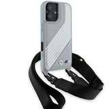 BMW M Series Carbon Stripe & Strap Case for iPhone 16 6.1" Grey - BMHCP16S23PSCCG