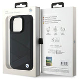 BMW Signature Leather Crossing Lines Pattern Case for iPhone 16 Pro 6.3" Black - BMHCP16L23RCGPK