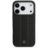 Mercedes Leather Laurel Leaves Stripes MagSafe Case for iPhone 17 Pro 6.3" Black - MEHMP17L25RLDLKH