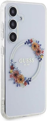Guess IML Flowers Wreath Hard Case with MagSafe for Samsung Galaxy S24 6.2" Clear - GUHMS24SHFWFCT