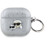 Karl Lagerfeld Monogram Karl & Choupette Head Case for AirPods 4 Silver - KLA4PGKCPS