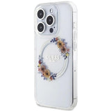 Guess IML Flowers Wreatch with MagSafe Hard Case for iphone 15 Pro 6.1" Transparent - GUHMP15LHFWFCT
