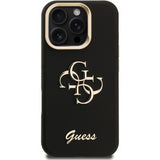 Guess PU Grained 4G Logo Stand Camera Frame Case for iPhone 16 Pro 6.3" Black - GUHCP16LPCS4GSK
