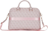 Guess 4G Triangle Logo Zipper Pocket 15" Laptop Bag Pink - GUCB15P4DPTP
