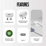 Juice 20W USB C PD UK Wall Charger White - JUI-MAINS-PD-PLUG-UBSC-20W-ECO-WHT