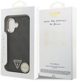 Guess PU Leather 4G Triangle Logo Gold Frame Case with MagSafe for iPhone 17 6.3" Black - GUHMP17SP4GTDGMK