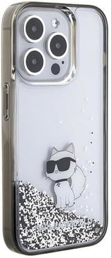 Karl Lagerfeld Liquid Glitter Choupette Hard Case for iphone 15 Pro Max 6.7" Transparent- KLHCP15XLKCNSK