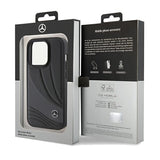 Mercedes Benz Hard Case Leather Wave Pattern for iphone 15 Pro Max 6.7" Black - MEHCP15X8ROLK