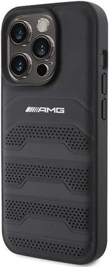 Mercedes AMG Hardcase Leather Debossed Lines Case for iphone 15 Pro Max 6.7" Black - AMHCP15XGSEBK
