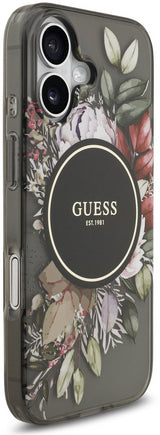 Guess IML Flowers Strap Case with MagSafe for iPhone 17 6.3" Black - GUHMP17SHFWBRCESK
